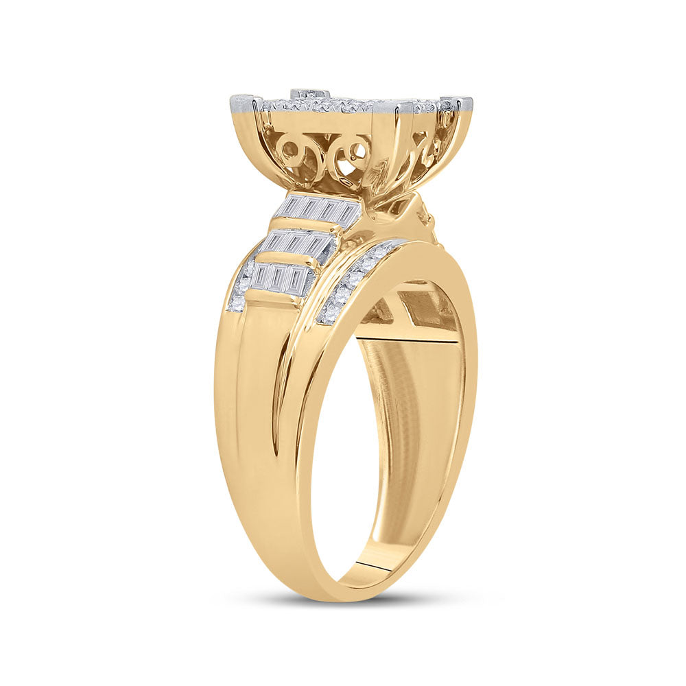 10kt Yellow Gold Womens Round Diamond Cluster Bridal Wedding Engagement Ring 1.00 Cttw 7 Daisy Joyeria