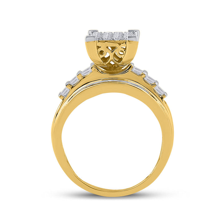 10kt Yellow Gold Womens Round Diamond Cluster Bridal Wedding Engagement Ring 1.00 Cttw 7 Daisy Joyeria