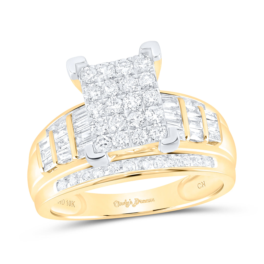 10kt Yellow Gold Womens Round Diamond Cluster Bridal Wedding Engagement Ring 1.00 Cttw 7 Daisy Joyeria