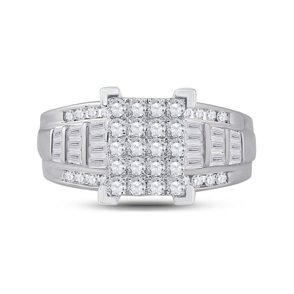 10kt White Gold Womens Princess Diamond Cluster Bridal Wedding Engagement Ring 1.00 Cttw 7 Daisy Joyeria