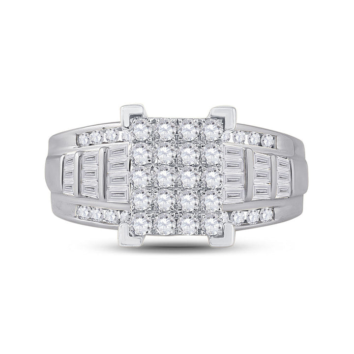 10kt White Gold Womens Princess Diamond Cluster Bridal Wedding Engagement Ring 1.00 Cttw 7 Daisy Joyeria