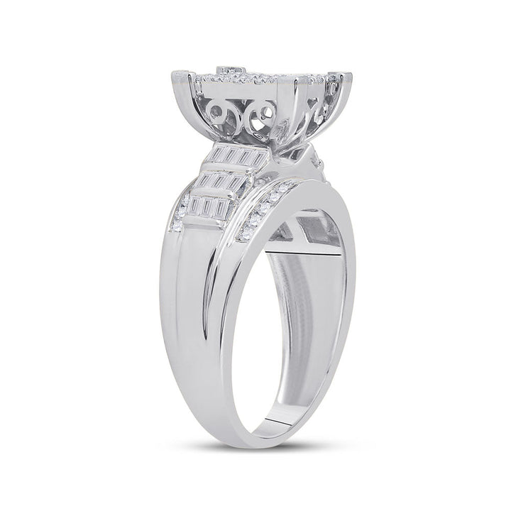 10kt White Gold Womens Princess Diamond Cluster Bridal Wedding Engagement Ring 1.00 Cttw 7 Daisy Joyeria