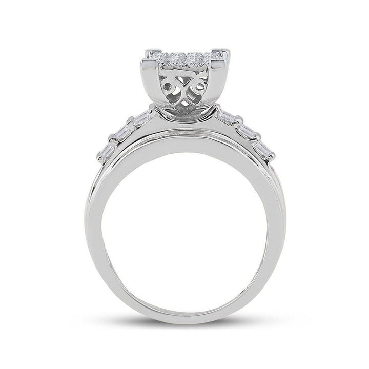 10kt White Gold Womens Princess Diamond Cluster Bridal Wedding Engagement Ring 1.00 Cttw 7 Daisy Joyeria