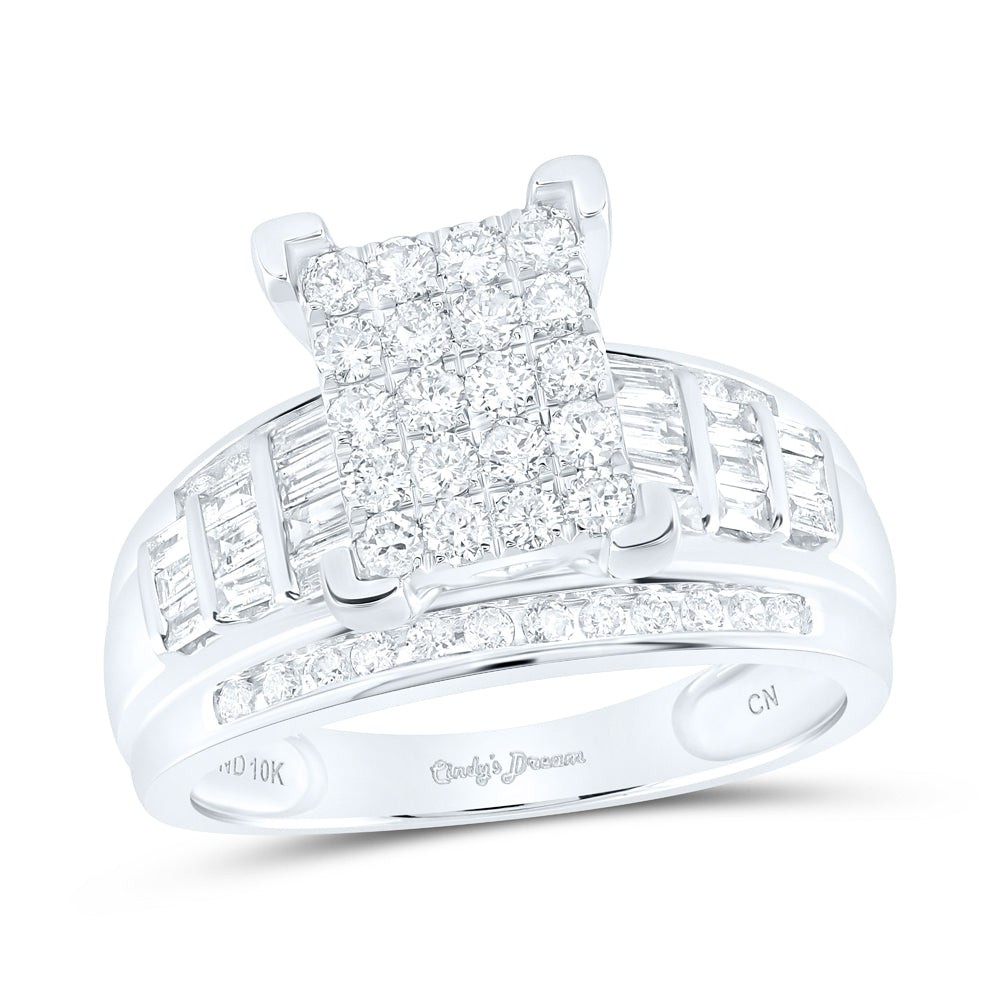 10kt White Gold Womens Princess Diamond Cluster Bridal Wedding Engagement Ring 1.00 Cttw 7 Daisy Joyeria