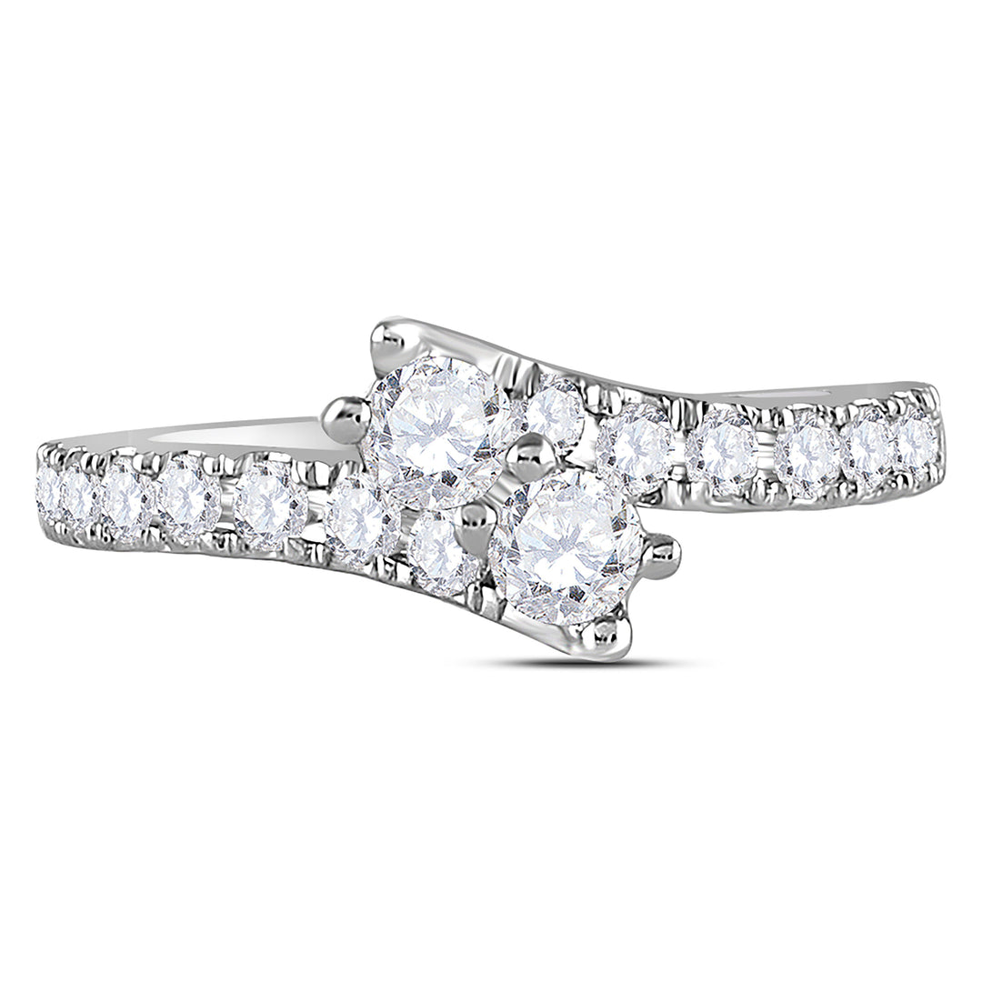 14kt White Gold Womens Round Diamond 2-stone Bridal Wedding Engagement Ring 1.00 Cttw (Certified) 7 Daisy Joyeria