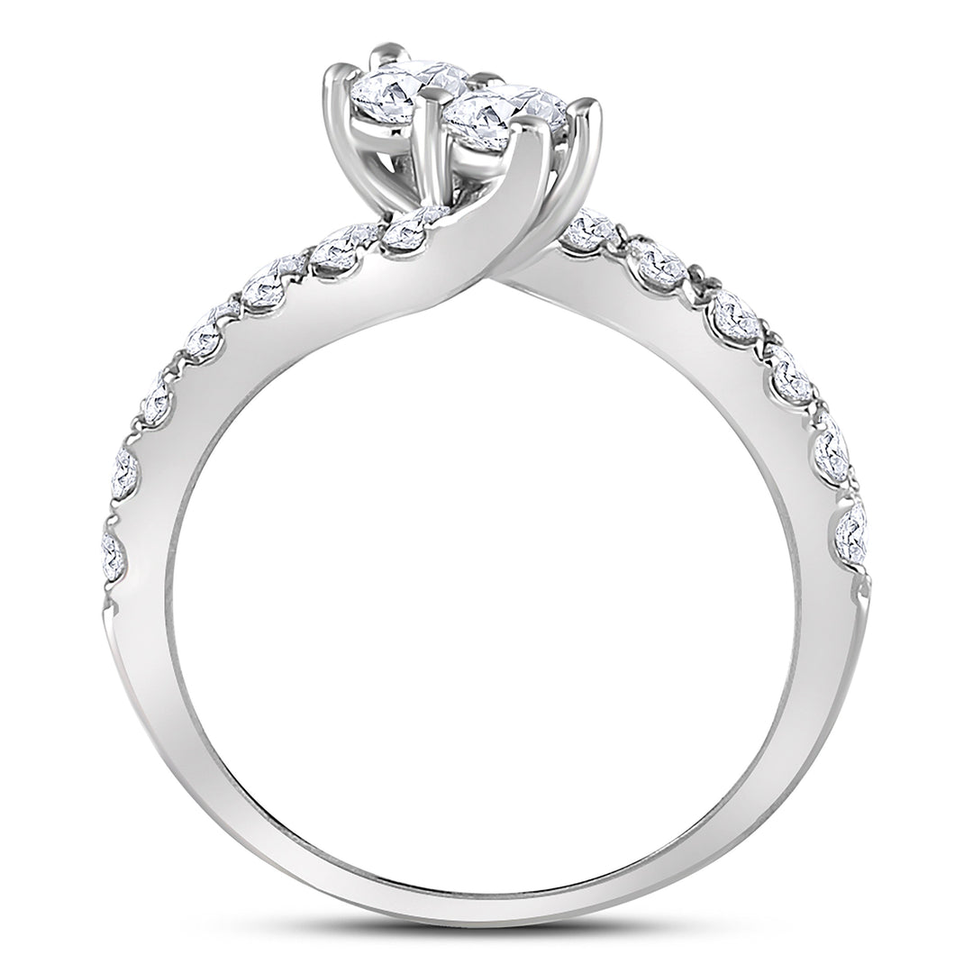 14kt White Gold Womens Round Diamond 2-stone Bridal Wedding Engagement Ring 1.00 Cttw (Certified) 7 Daisy Joyeria