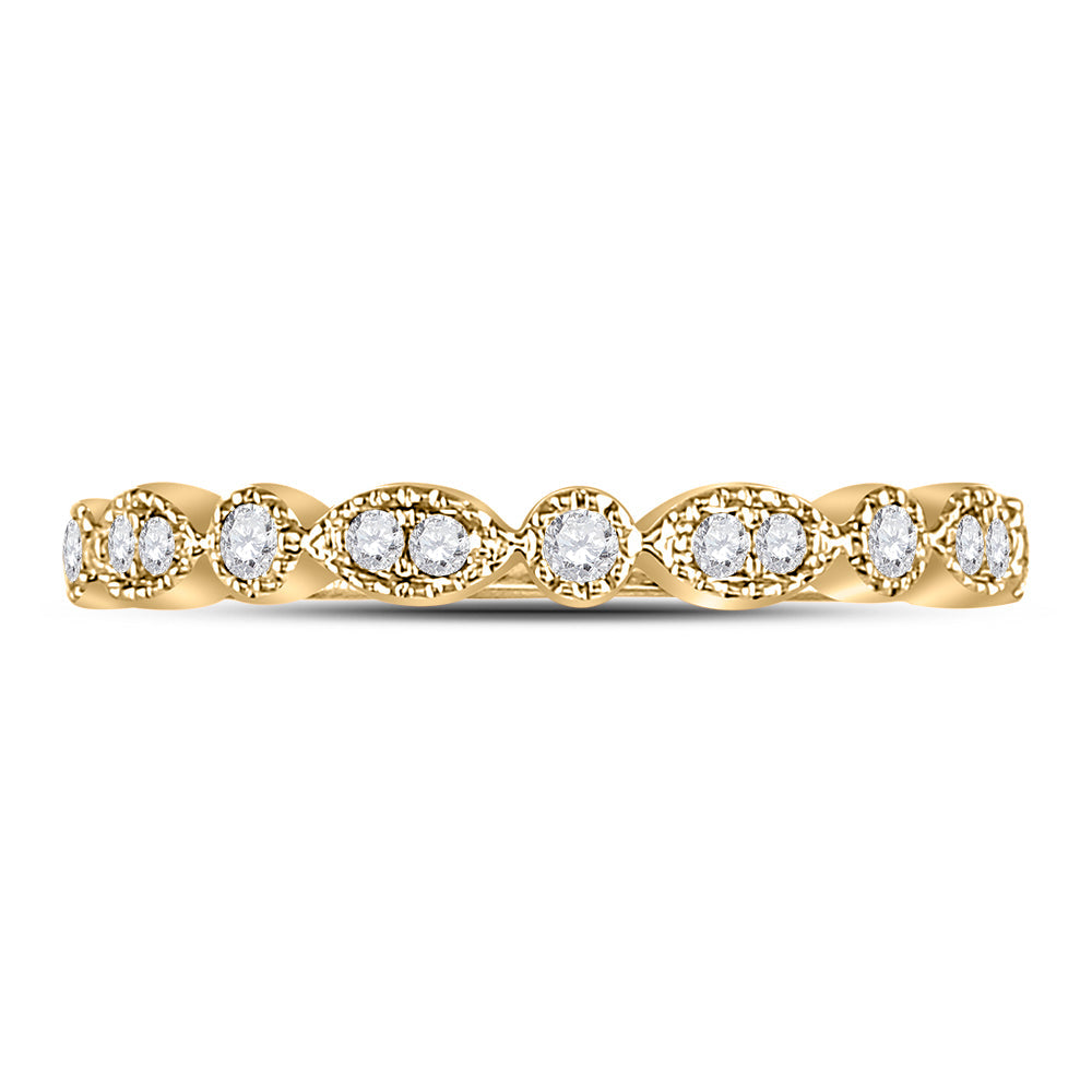 10kt Yellow Gold Womens Round Diamond Milgrain Stackable Band Ring 1/6 Cttw 7 Daisy Joyeria