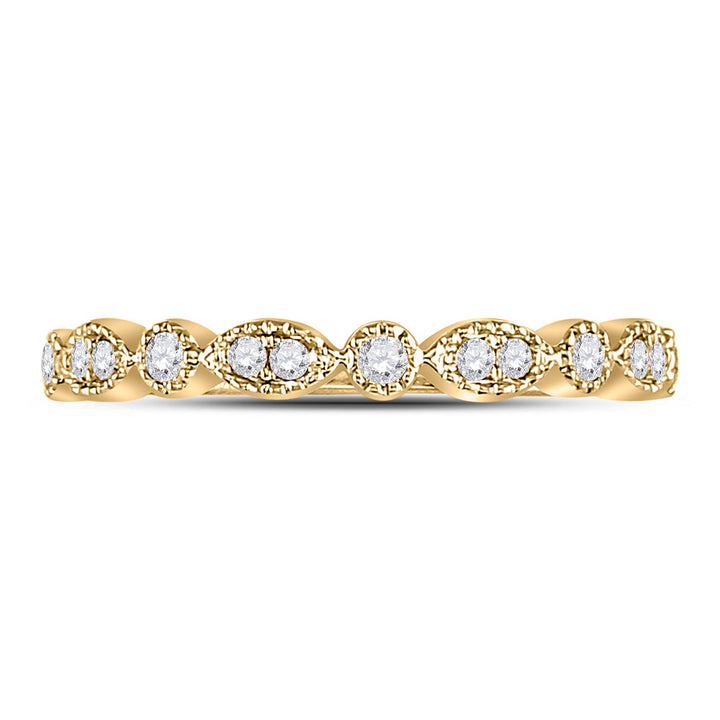 10kt Yellow Gold Womens Round Diamond Milgrain Stackable Band Ring 1/6 Cttw 7 Daisy Joyeria
