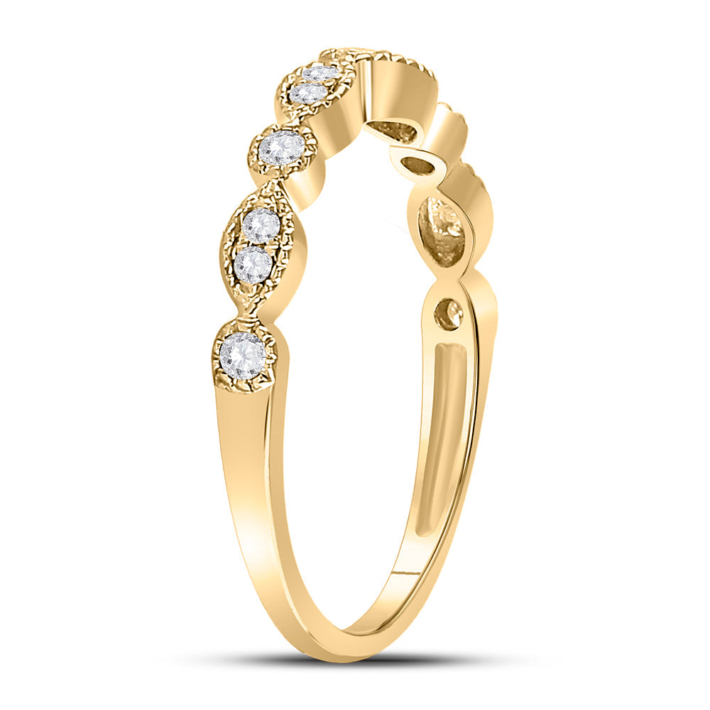 10kt Yellow Gold Womens Round Diamond Milgrain Stackable Band Ring 1/6 Cttw 7 Daisy Joyeria