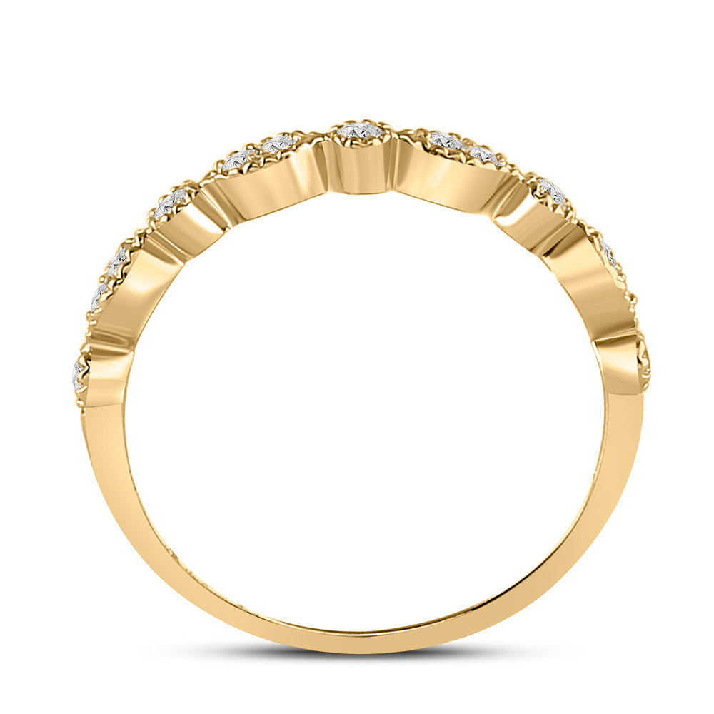 10kt Yellow Gold Womens Round Diamond Milgrain Stackable Band Ring 1/6 Cttw 7 Daisy Joyeria