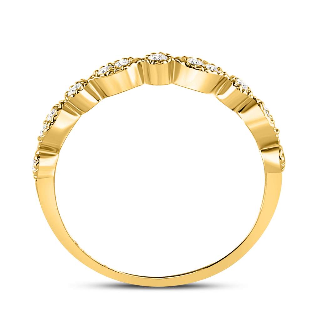 10kt Yellow Gold Womens Round Diamond Milgrain Stackable Band Ring 1/6 Cttw 7 Daisy Joyeria