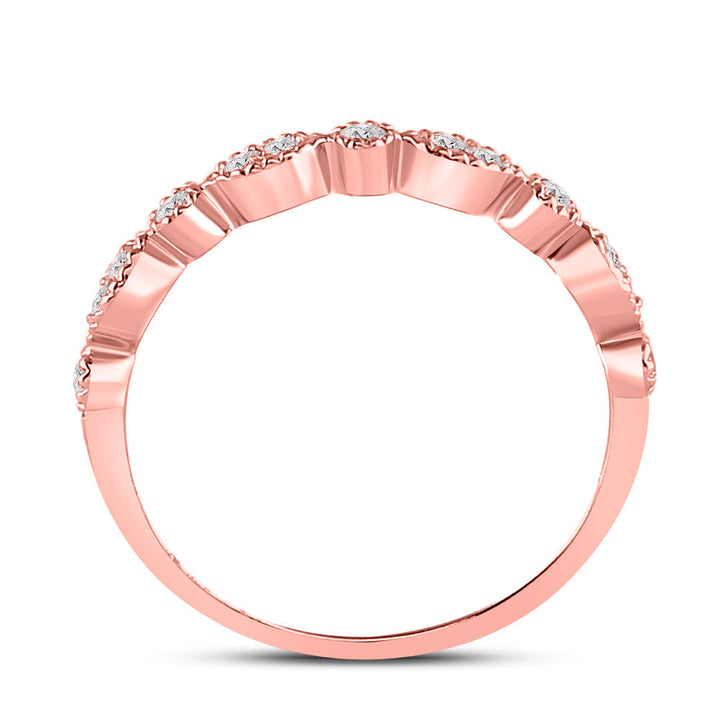 10kt Rose Gold Womens Round Diamond Milgrain Stackable Band Ring 1/6 Cttw 7 Daisy Joyeria