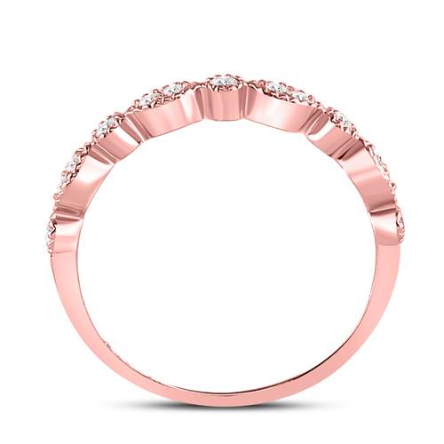 10kt Rose Gold Womens Round Diamond Milgrain Stackable Band Ring 1/6 Cttw 7 Daisy Joyeria