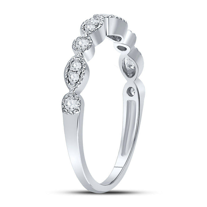10kt White Gold Womens Round Diamond Milgrain Stackable Band Ring 1/6 Cttw 7 Daisy Joyeria