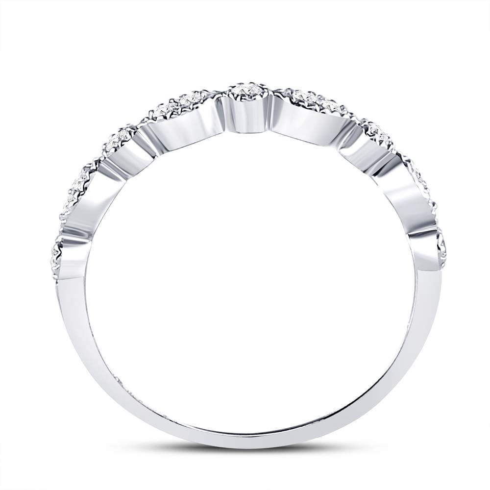 10kt White Gold Womens Round Diamond Milgrain Stackable Band Ring 1/6 Cttw 7 Daisy Joyeria