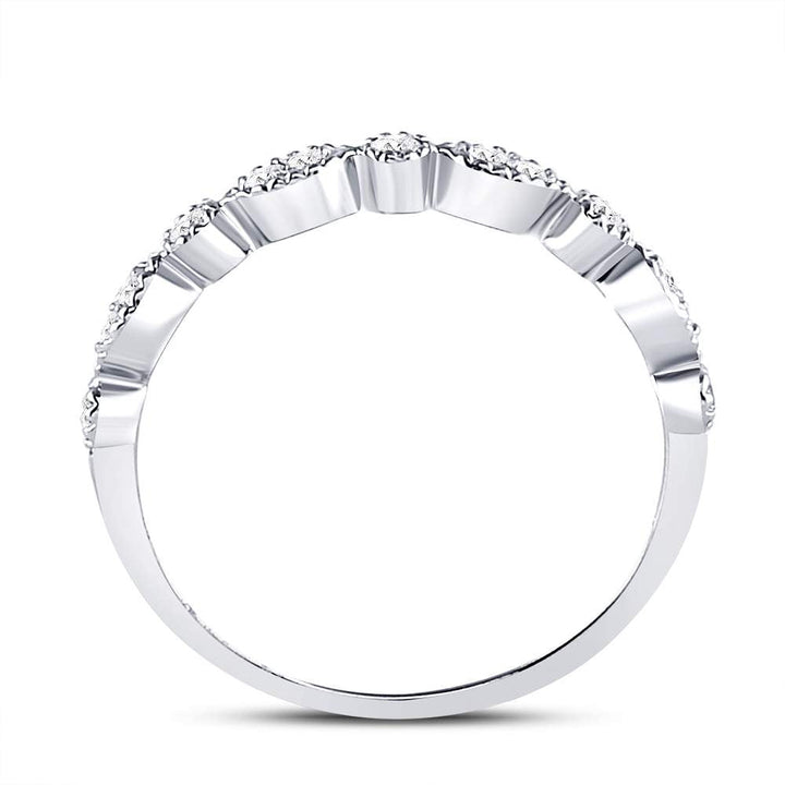 10kt White Gold Womens Round Diamond Milgrain Stackable Band Ring 1/6 Cttw 7 Daisy Joyeria