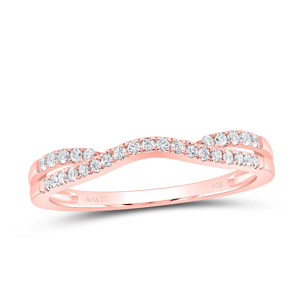 14kt Rose Gold Womens Round Diamond Band Ring Guard Enhancer 1/6 Cttw 7 Daisy Joyeria
