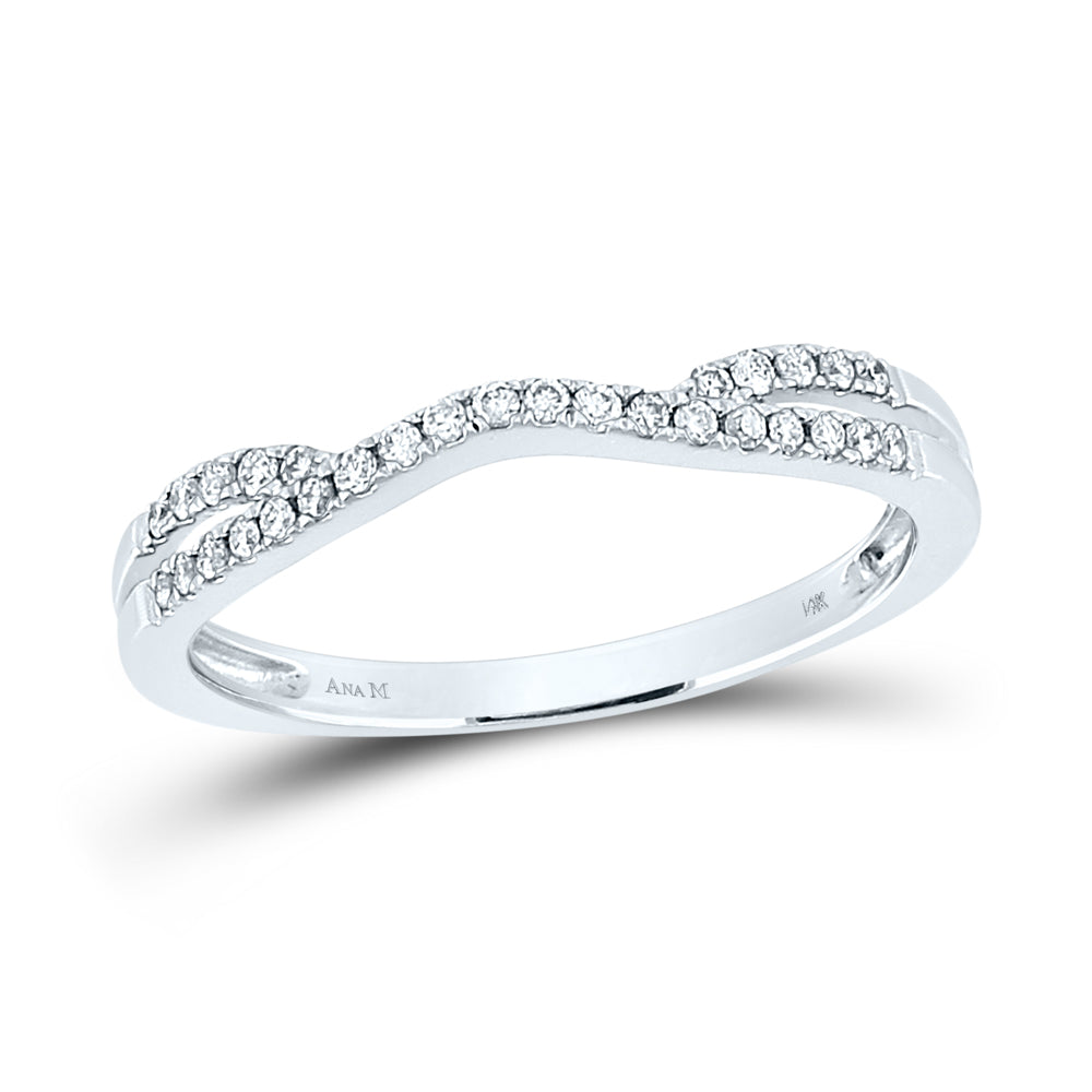14kt White Gold Womens Round Diamond Contour Wrap Ring Guard Enhancer 1/6 Cttw 7 Daisy Joyeria