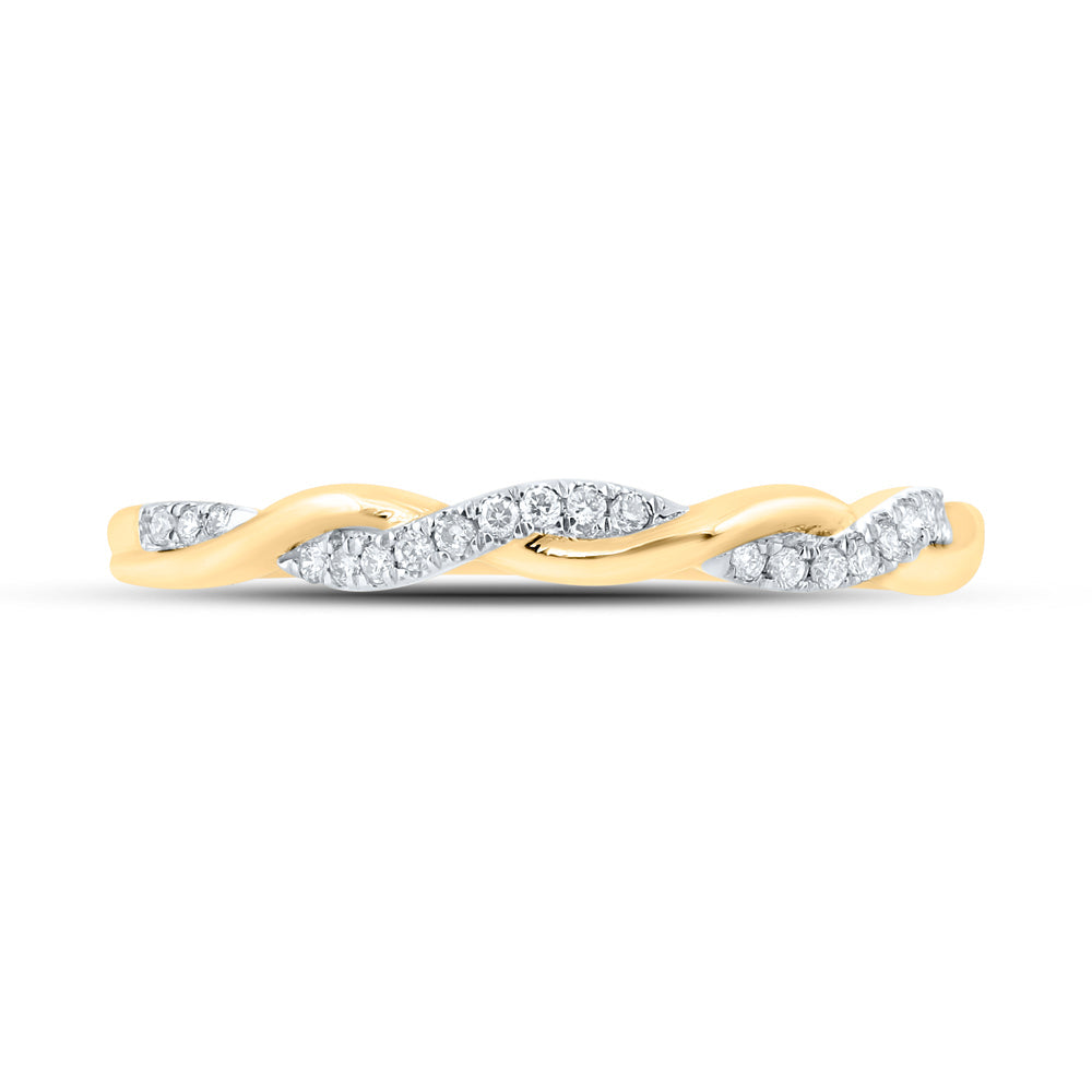 10kt Yellow Gold Womens Round Diamond Stackable Band Ring 1/10 Cttw 7 Daisy Joyeria
