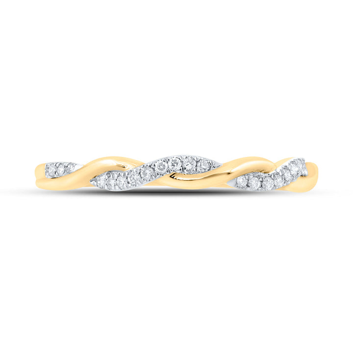 10kt Yellow Gold Womens Round Diamond Stackable Band Ring 1/10 Cttw 7 Daisy Joyeria
