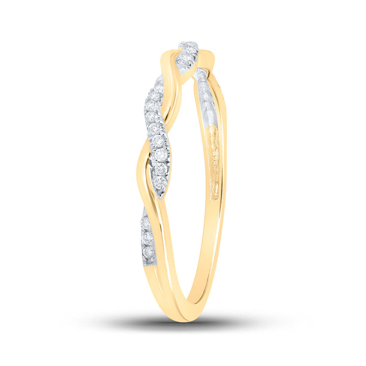 10kt Yellow Gold Womens Round Diamond Stackable Band Ring 1/10 Cttw 7 Daisy Joyeria