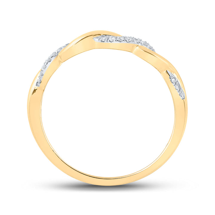 10kt Yellow Gold Womens Round Diamond Stackable Band Ring 1/10 Cttw 7 Daisy Joyeria