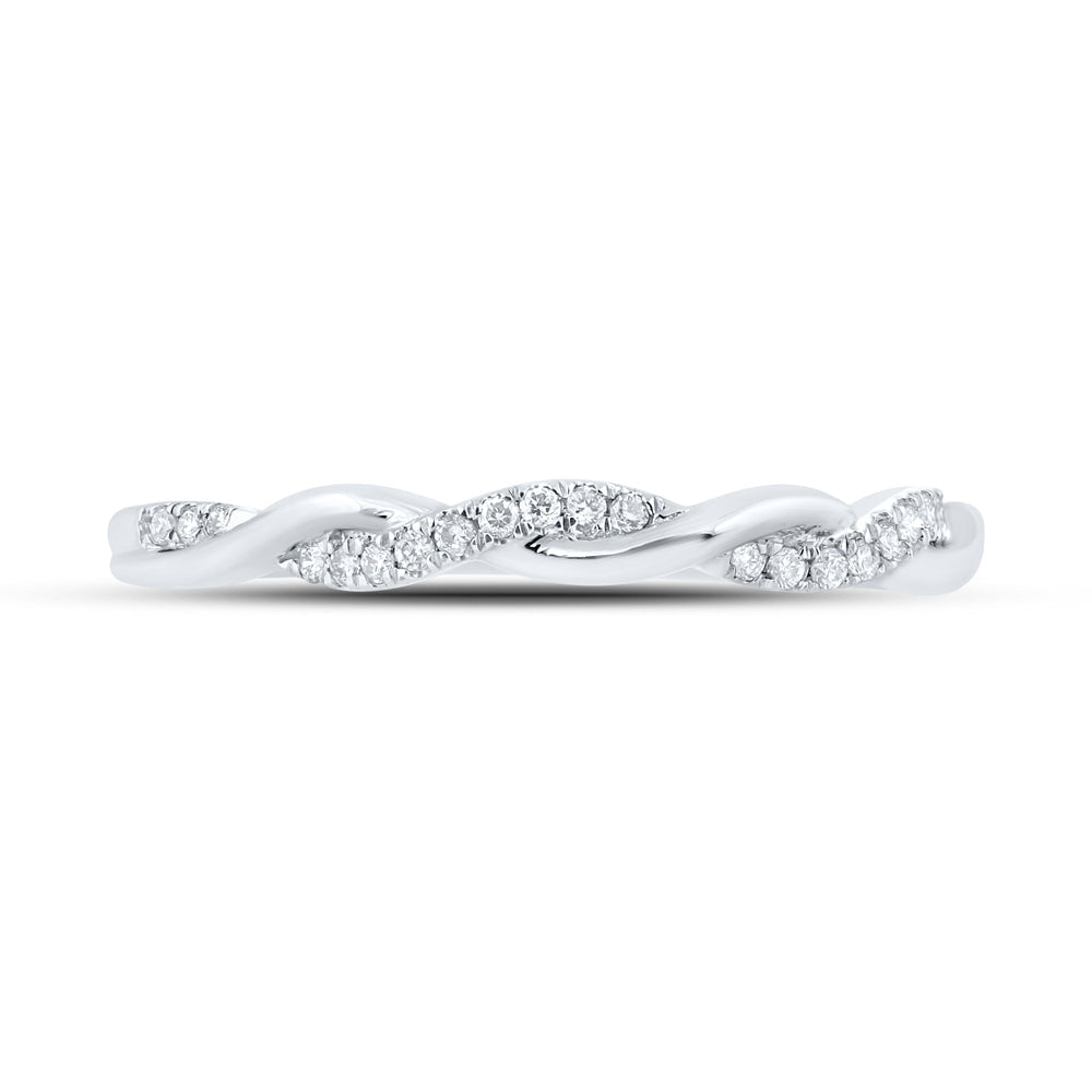 10kt White Gold Womens Round Diamond Stackable Band Ring 1/10 Cttw 7 Daisy Joyeria