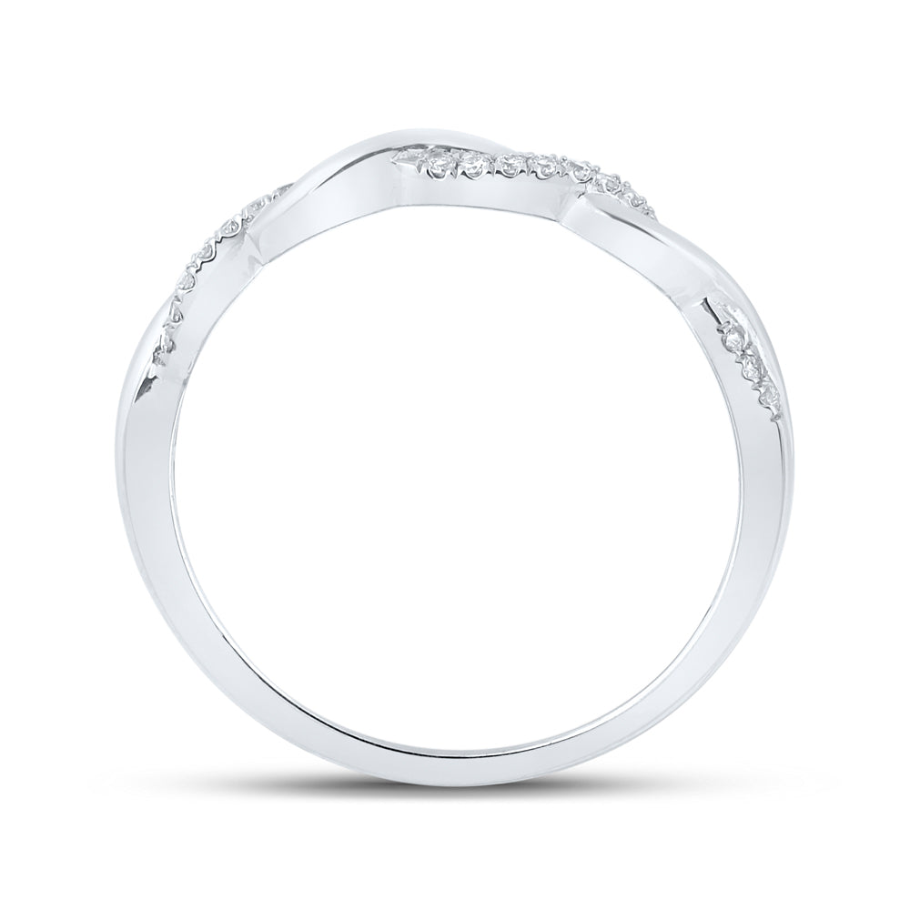 10kt White Gold Womens Round Diamond Stackable Band Ring 1/10 Cttw 7 Daisy Joyeria