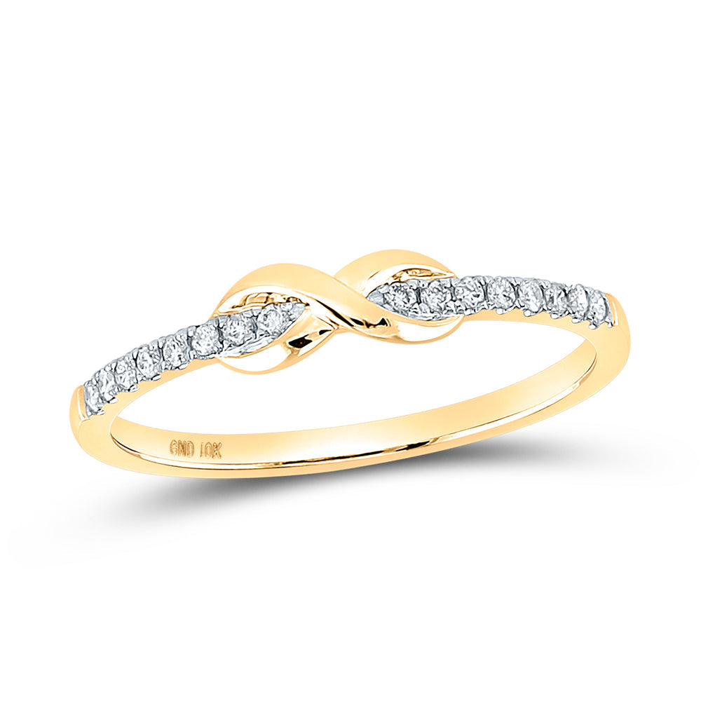 10kt Yellow Gold Womens Round Diamond Infinity Knot Stackable Ring 1/10 Cttw 7 Daisy Joyeria