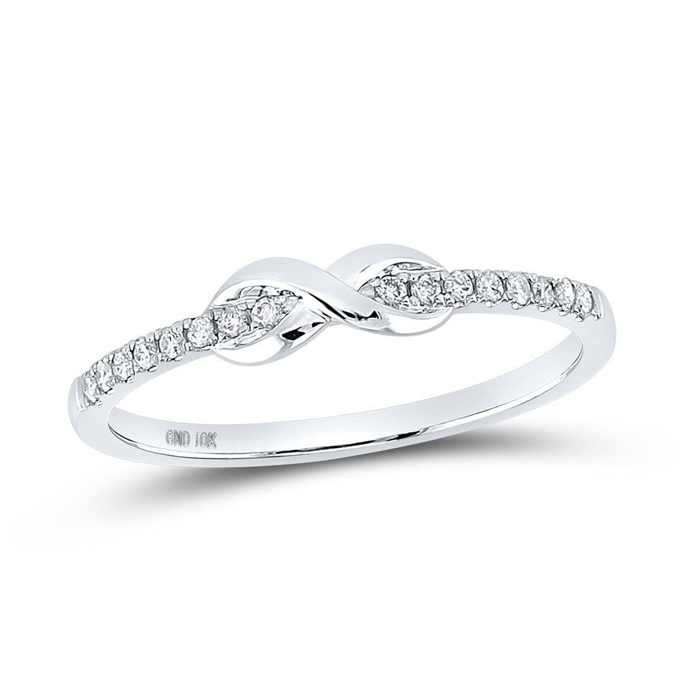 10kt White Gold Womens Round Diamond Infinity Knot Stackable Ring 1/10 Cttw 7 Daisy Joyeria
