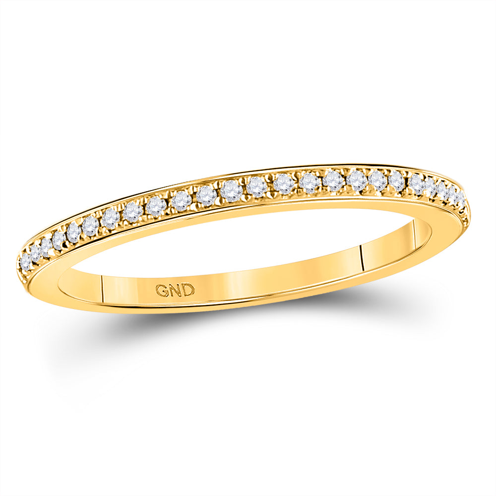10kt Yellow Gold Womens Round Diamond Anniversary Stackable Band Ring 1/8 Cttw 7 Daisy Joyeria