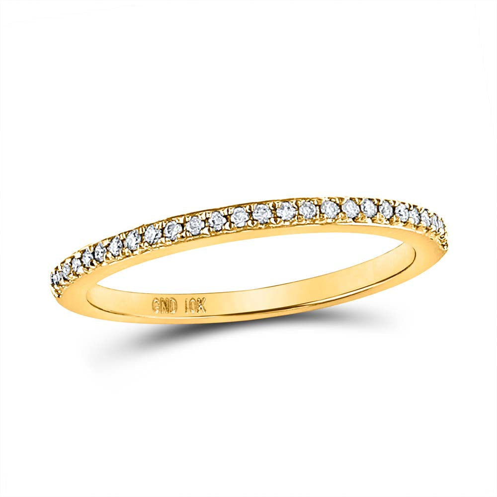 14kt Yellow Gold Womens Round Diamond Single Row Stackable Band Ring 1/8 Cttw 7 Daisy Joyeria