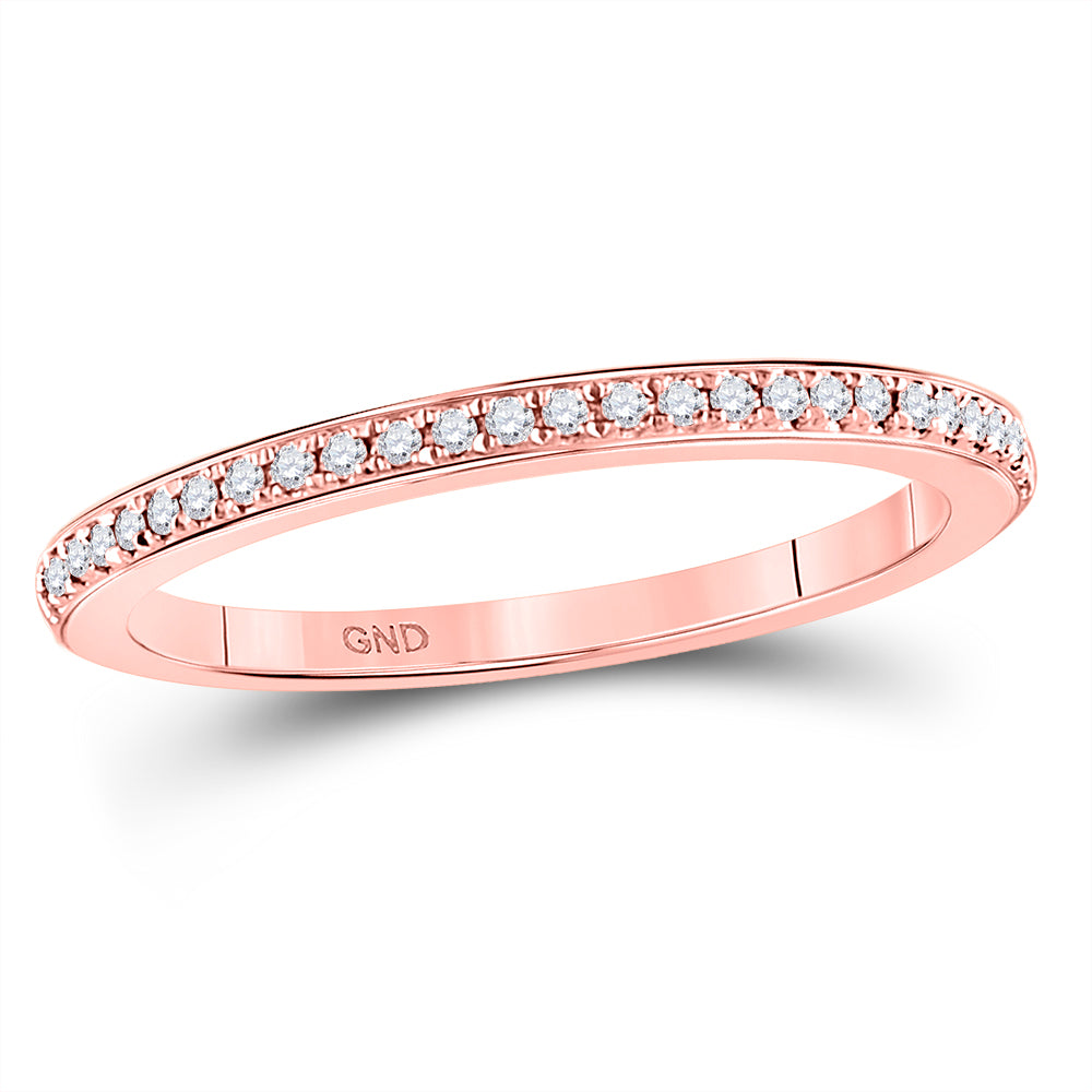10kt Rose Gold Womens Round Diamond Single Row Stackable Band Ring 1/8 Cttw 7 Daisy Joyeria