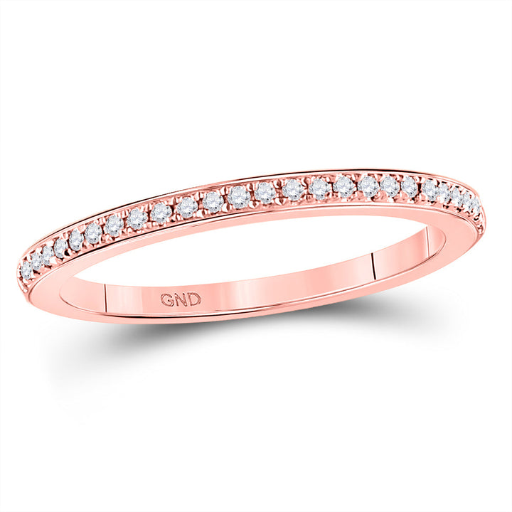 10kt Rose Gold Womens Round Diamond Single Row Stackable Band Ring 1/8 Cttw 7 Daisy Joyeria