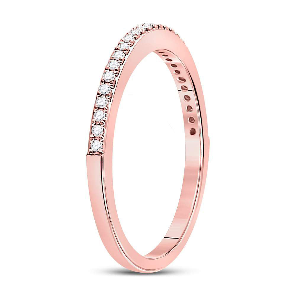 10kt Rose Gold Womens Round Diamond Single Row Stackable Band Ring 1/8 Cttw 7 Daisy Joyeria