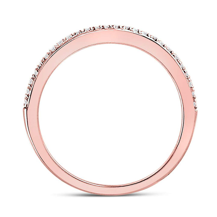 10kt Rose Gold Womens Round Diamond Single Row Stackable Band Ring 1/8 Cttw 7 Daisy Joyeria
