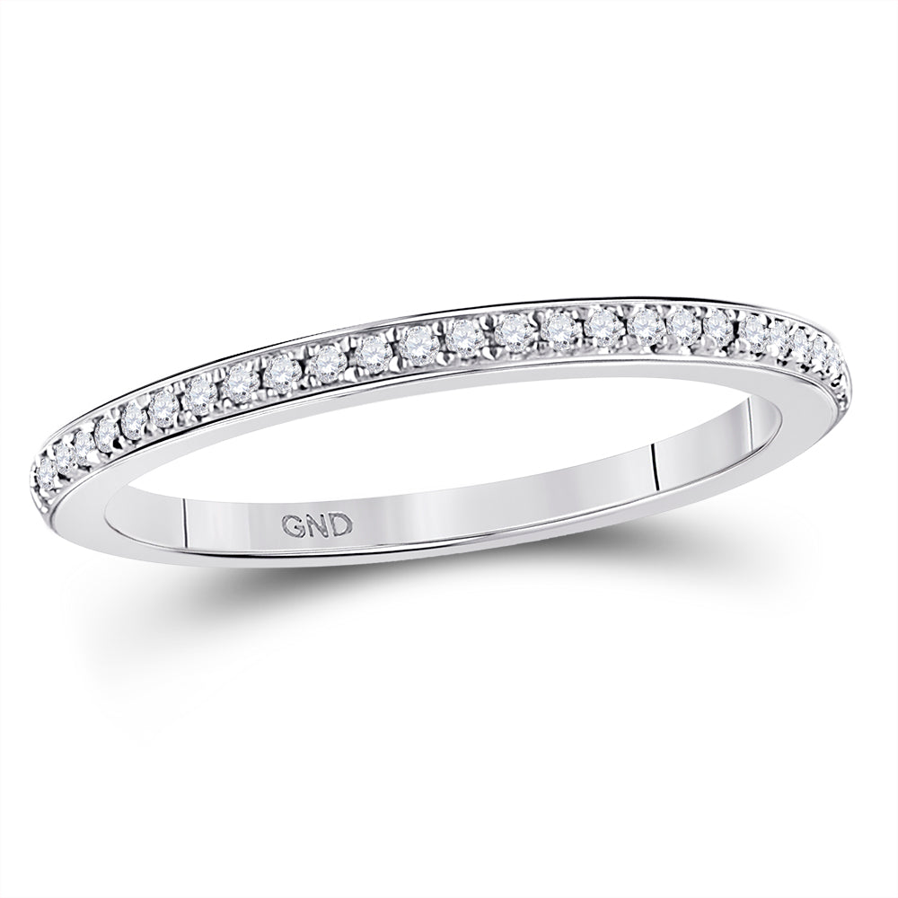 10kt White Gold Womens Round Diamond Single Row Stackable Band Ring 1/8 Cttw 7 Daisy Joyeria