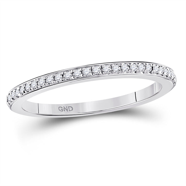 10kt White Gold Womens Round Diamond Single Row Stackable Band Ring 1/8 Cttw 7 Daisy Joyeria