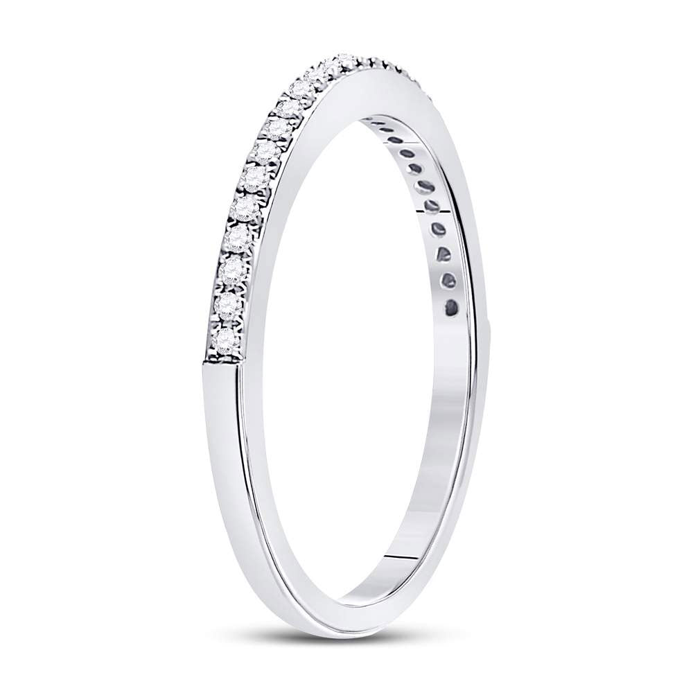 10kt White Gold Womens Round Diamond Single Row Stackable Band Ring 1/8 Cttw 7 Daisy Joyeria