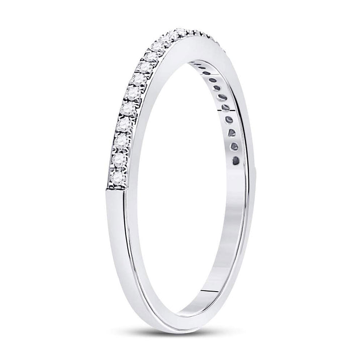 10kt White Gold Womens Round Diamond Single Row Stackable Band Ring 1/8 Cttw 7 Daisy Joyeria