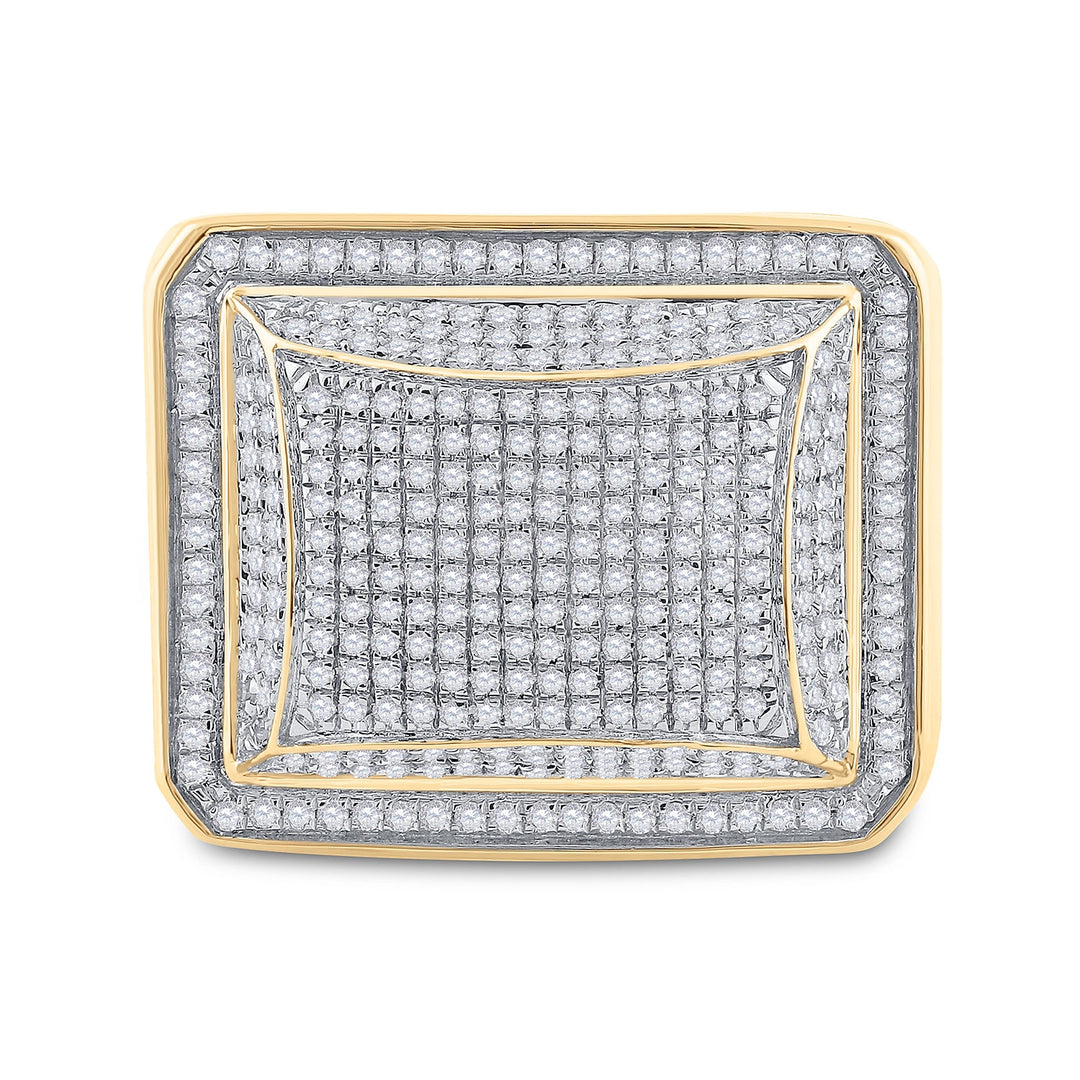 10kt Yellow Gold Mens Round Diamond Domed Square Cluster Ring 1.00 Cttw 10 Daisy Joyeria