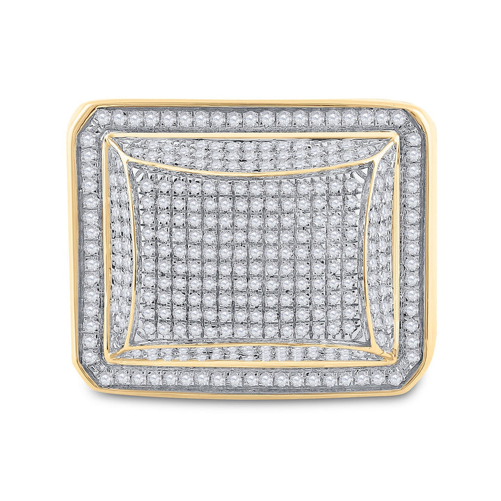 10kt Yellow Gold Mens Round Diamond Domed Square Cluster Ring 1.00 Cttw 10 Daisy Joyeria