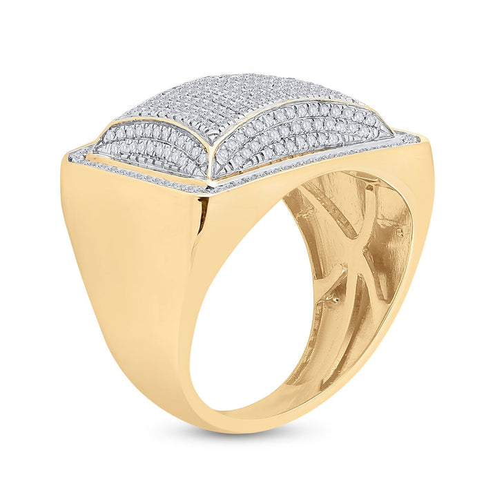 10kt Yellow Gold Mens Round Diamond Domed Square Cluster Ring 1.00 Cttw 10 Daisy Joyeria