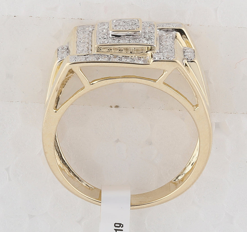 10kt Yellow Gold Mens Round Diamond Square Cluster Ring 1/2 Cttw 10 Daisy Joyeria