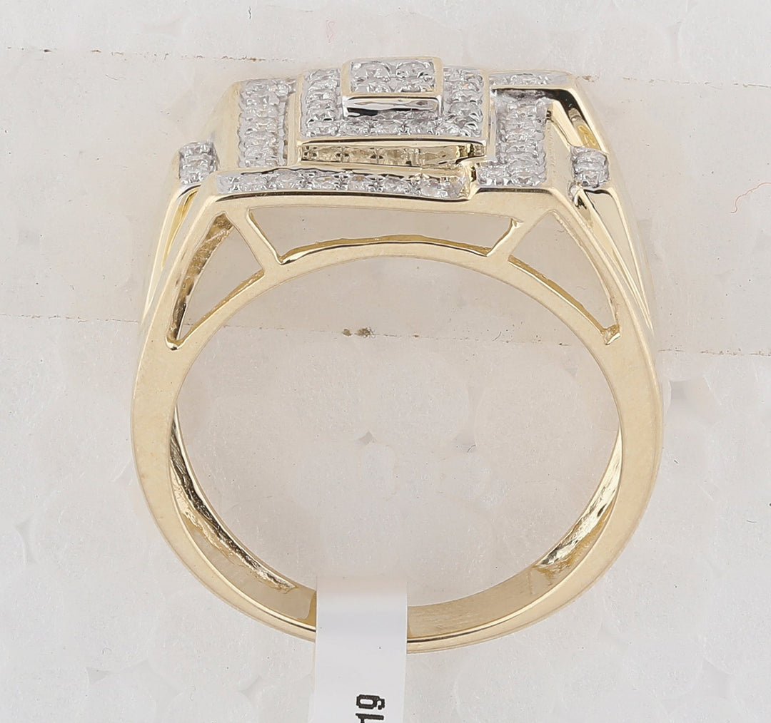 10kt Yellow Gold Mens Round Diamond Square Cluster Ring 1/2 Cttw 10 Daisy Joyeria