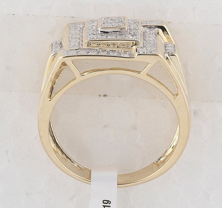 10kt Yellow Gold Mens Round Diamond Square Cluster Ring 1/2 Cttw 10 Daisy Joyeria