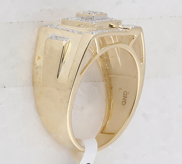10kt Yellow Gold Mens Round Diamond Square Cluster Ring 1/2 Cttw 10 Daisy Joyeria