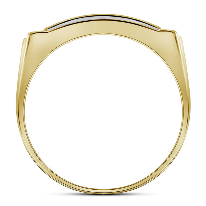 10kt Yellow Gold Mens Round Diamond Rectangle Cluster Ring 1/2 Cttw 10 Daisy Joyeria