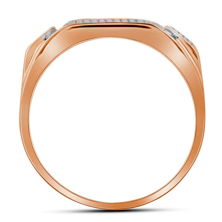 10kt Rose Gold Mens Round Diamond Rectangle Cluster Ring 1/2 Cttw 10 Daisy Joyeria