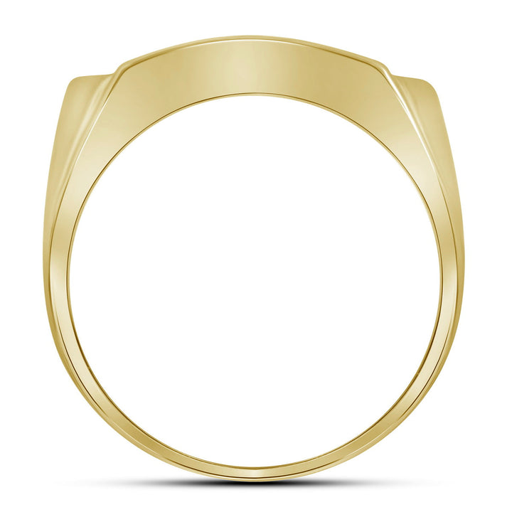 10kt Yellow Gold Mens Round Diamond Rectangle Arched Cluster Ring 1/2 Cttw 10 Daisy Joyeria